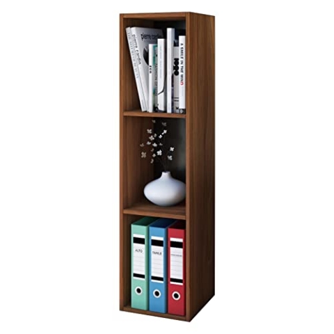 VCM Holzregal stehend | platzsparendes Regal | Maße: H. 107 x B. 34 x T. 30 cm | Elegantes Regal stehend | Aufbewahrungsregal | Bücherregal - Mendas