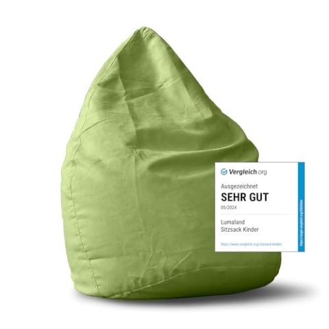 Lumaland Sitzsack Luxury 60x45cm | Microvelours Beanbag mit extra weichem & robustem Stoff | Für Erwachsene & Kinder| Ideal geeignet für Kinderzimmer | Sessel & Stuhl Bean Bag [Grün]