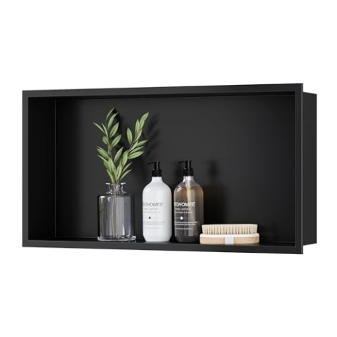 Neodrain Wandnische Dusche Edelstahl Duschnische Einzelregal Lagerung für Badezimmer 60 x 30 cm, Schwarz