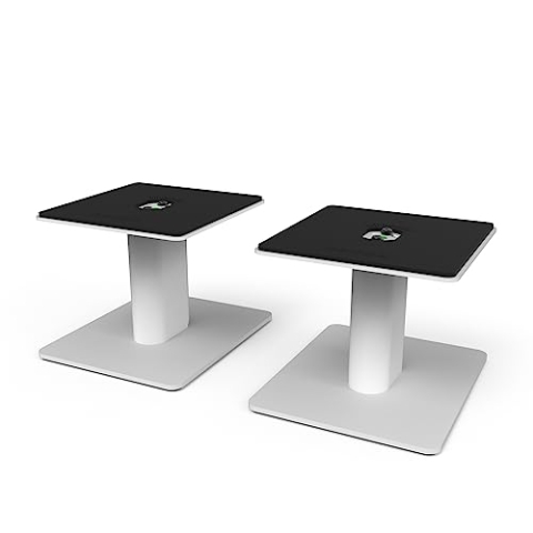 Kanto SP6HD Desktop Speaker Stands for Medium/Large Bookshelf Speakers & Mid-Size/Full-Size 4”-7” Studio Monitors | 6" Tall | Rotating Top Plate | Hidden Cables | ¼”-20 Mounting | Pair | White