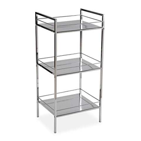 Versa Hannover Möbel für das Bad, Ablagefläche mit 3 Fächern, Maßnahmen (H x L x B) 84 x 31 x 19 cm, Stahl, Farbe: Silber