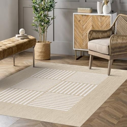STORESDECO In & Outdoor Teppich 140x200cm - Wetterfeste Teppiche für Balkon & Terrasse - Waschbarer Küchenteppich & Läufer für Flur Wohnzimmer Esszimmer mit Rutschfester Unterseite -Made in Europe