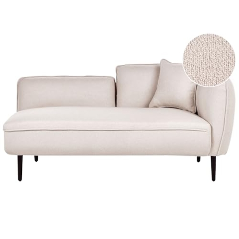 Chaiselongue Bouclé beige rechtsseitig mit Kissen Metallgestell Modern Chevannes