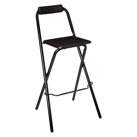 Eazy Living Nina Barhocker, faltbar, rechteckig, modern, schwarz, Metall, PVC, 51 x 52 x 97 cm (H 75,5 cm)