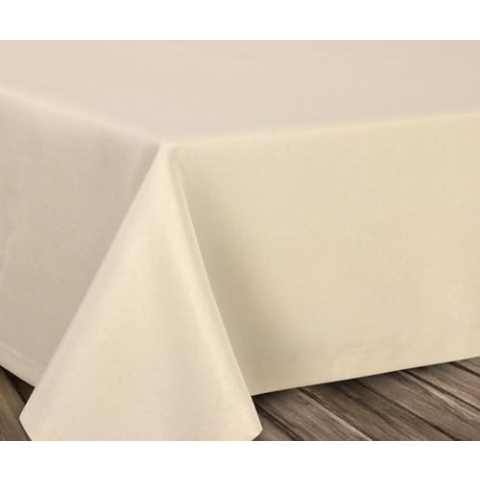 BEAUTEX fleckenabweisende und bügelfreie Tischdecke - Tischtuch mit Lotuseffekt - Tischwäsche in Leinenoptik, Rund 220 cm, Creme