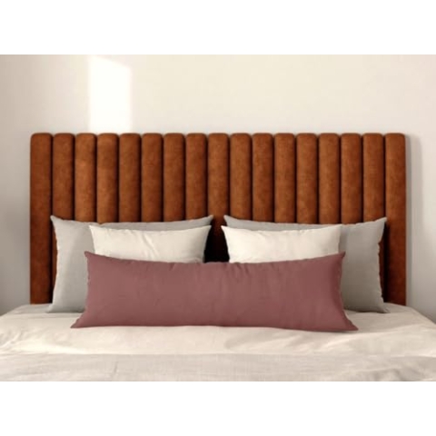 Vente-unique-Bettkopfteil mit vertikalen Ziernähten - Stoff - 150 cm - Terracotta - Sarah