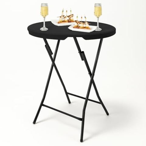 SPRINGOS RUNDTISCH Catering COCKTAILTISCH FALTBAR 80 cm HDPE Tischplatte, Metallgestell, Für Events, Gärten & Mobilität, Hohe Qualität