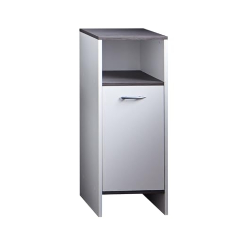 trendteam smart living - California - Standschrank - Weiß/Rauchsilber - 1 offenes und 2 geschlossene Fächer - (BxHxT) 32 x 82 x 28 cm - silberfarbener Griff