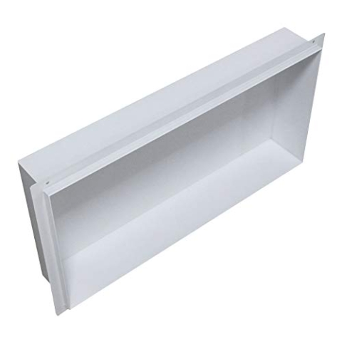 BERNSTEIN® Wandnische aus Edelstahl BS603010 randlos – 60 x 30 x 10 cm – Duschablage für Bad-Utensilien – Flexibler Einbau - befliesbare Duschnische in der Farbe Weiß…
