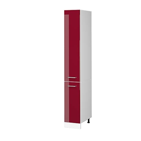 Vicco Hochschrank R-Line, Universalschrank, Bordeaux Hochglanz/Weiß, 30 cm mit Türen