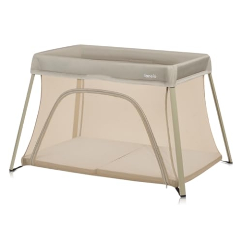 Lionelo Alice 3-in-1 Reisebett Laufgitter von 0 bis 15 kg Schaumstoffmatratze, 2 Höhenstufen, faltbar, klein, leicht, Seiteneinstieg, Reisetasche
