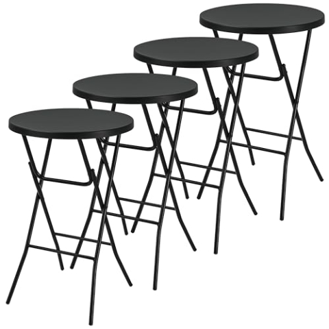 Brixy 4x stabile schwarze Stehtische - Partytisch - Robust und witterungsbeständig - klappbar - 80cm x 110cm - Party