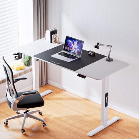 pro.tec Höhenverstellbarer Schreibtisch Stryn 140x60cm elektrischer Schreibtisch Stehtisch Arbeitstisch mit Höhe von 72-117 cm Memory-Funktion weiß