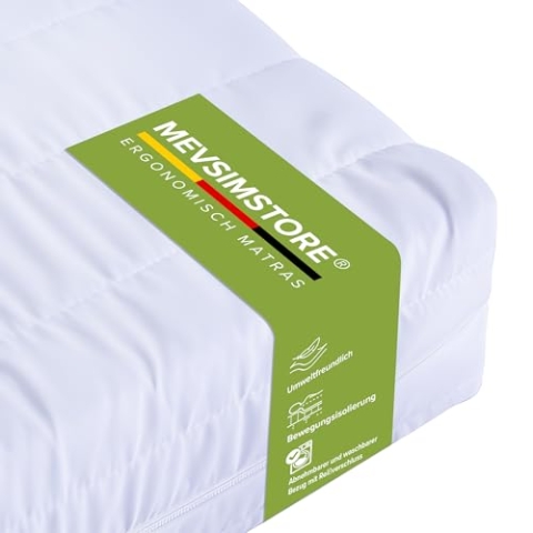 Mevsim Store Matratze – Kaltschaum – Orthopädisch & Atmungsaktiv – Abnehmbarer Bezug – Hypoallergen – Waschbar – Rollverpackung – Weiß (200 x 120 x 12 cm)