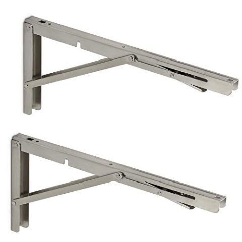 1 Paar Schwerlast- Klappkonsolen echt Edelstahl (400 x 175 mm) Tragkraft bis 150 kg, für die Wand-Montage, Regalkonsole von SO-TECH®