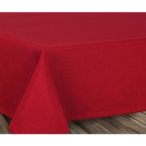 BEAUTEX fleckenabweisende und bügelfreie Tischdecke - Tischtuch mit Lotuseffekt - Tischwäsche in Leinenoptik, Eckig 160x320 cm, Bordeaux