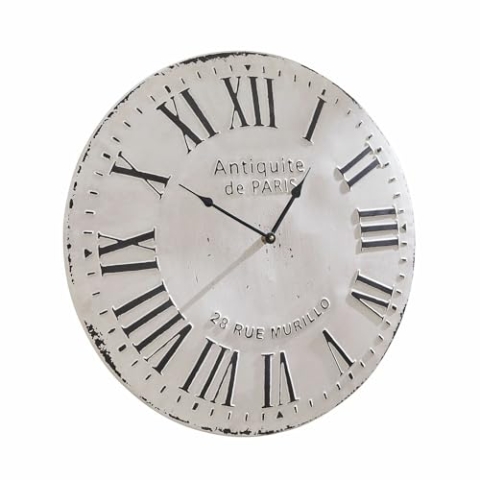 Loberon Uhr Rue Murillo, Handgeschmiedet, Vintage-Stil, mit Antik-Finish, Römische Ziffern, Wanduhr, Wohn-Accessoire, Zeitmesser, Eisen, antikweiß/schwarz