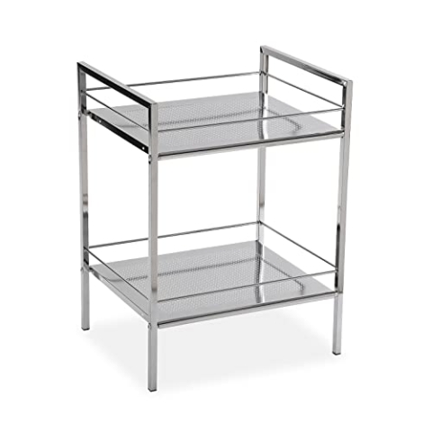 Versa Hannover Möbel für das Bad, Ablagefläche mit 2 Fächern, Maßnahmen (H x L x B) 53 x 31 x 39 cm, Stahl, Farbe: Silber
