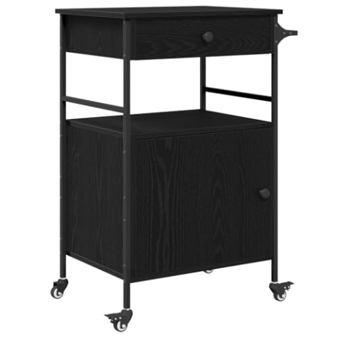 vidaXL Küchenwagen Schwarze Eiche 56x43x89,5 cm Verarbeitetes Holz