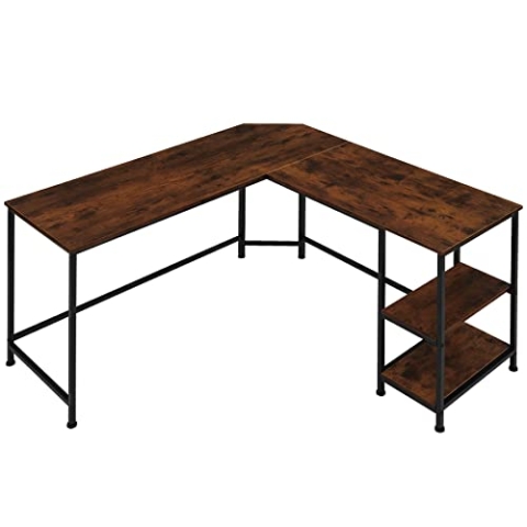 tectake® Schreibtisch L Form, Eckschreibtisch mit Monitoraufsatz, Industrial Schreibtisch, Gaming Tisch, Computertisch, für Home Office, Büro - 138x138x75,5cm - Industrial Dunkelbraun