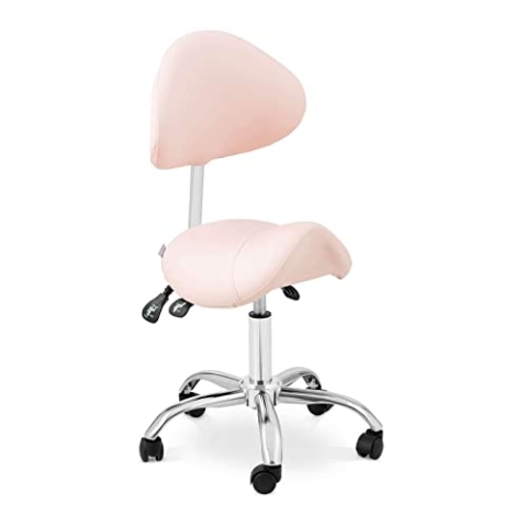 Physa Sattelstuhl rosa/silbern höhenverstellbarer Sattelhocker mit Lehne Rollhocker