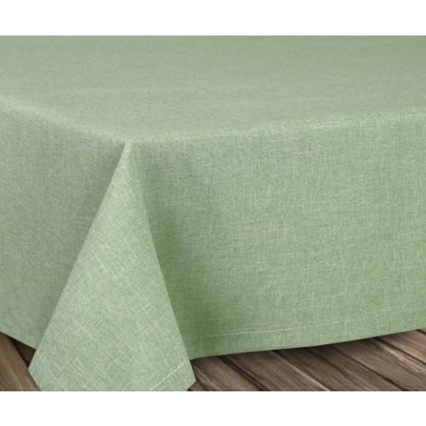 BEAUTEX fleckenabweisende und bügelfreie Tischdecke - Tischtuch mit Lotuseffekt - Tischwäsche in Leinenoptik, Rund 220 cm, Hellgrün