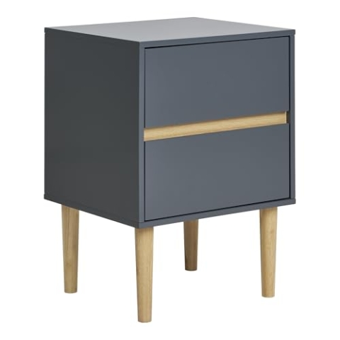 House Nordic Kommode Bisley mit Schubladen | Dunkelgrau | Sideboard | Scandi Style | Nachtschränkchen Klein (2 Schubladen)