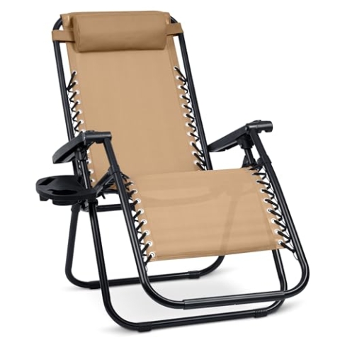 Sofotel Sonnenliege Gartenliege Liegestuhl ChillWell - Klappbar mit Kissen - Belastbar bis 150 kg - 162 x 110 x 64 cm - Beige