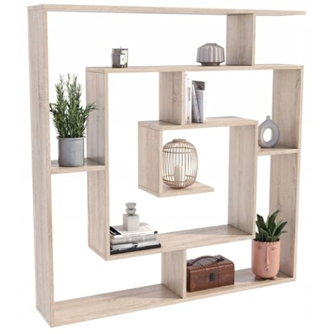 MATKAM Bücheregal Leon, B/H/T 125x129x21cm, elegant und funktional, Zeitloses Design, passend für jeden Raum (Sonoma Eiche)