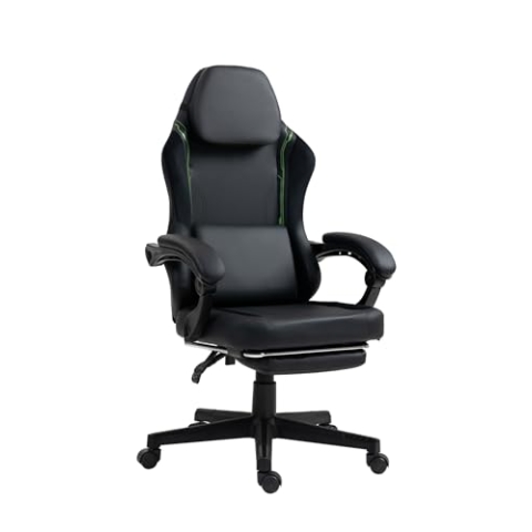 VDD - Schwarz-grüner Gaming-Stuhl - Fußstütze - ergonomisch - höhenverstellbar