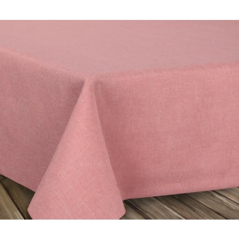 BEAUTEX fleckenabweisende und bügelfreie Tischdecke - Tischtuch mit Lotuseffekt - Tischwäsche in Leinenoptik, Rund 220 cm, Rose