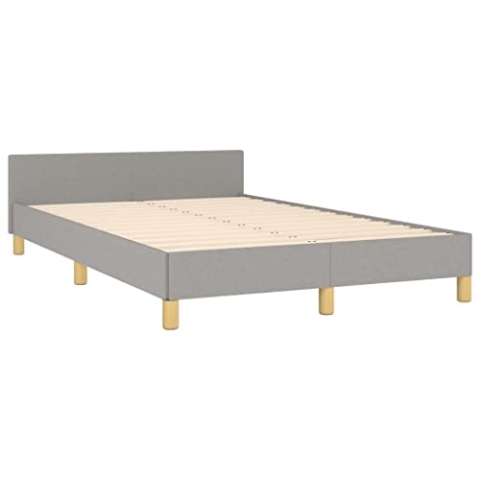 vidaXL Bettgestell, Polsterbett Bett mit Kopfteil, Bettrahmen mit Lattenrost, Doppelbett für Schlafzimmer, Schlafzimmerbett, Hellgrau 120x190cm Stoff