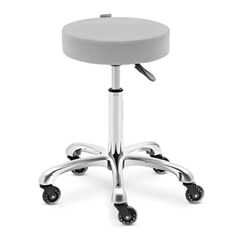 Physa Worcester Light Gray Rollhocker Hellgrau 54-72 cm Rollhocker höhenverstellbar Friseurhocker Kosmetikhocker