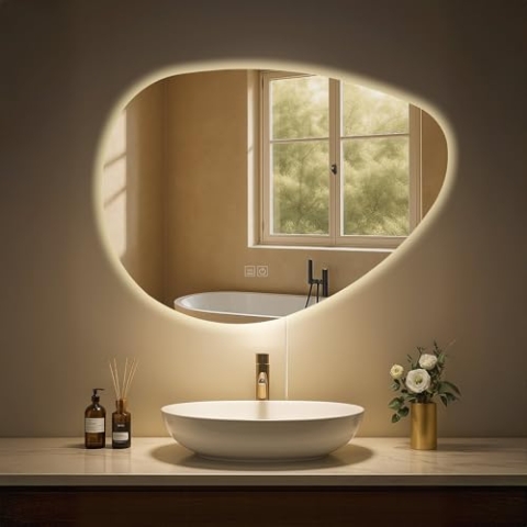 CLP Badspiegel Almafie mit Beleuchtung, Anti-Beschlag Badezimmerspiegel, Wandspiegel LED dimmbar, 3 Licht-Modi, mit und ohne Bluetooth, Set-Inhalt:mit Bluetooth