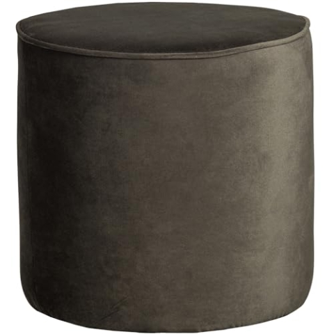 WOOOD Sara Hocker Ø 46 cm - Pouf Hoch Sitzhocker Rund aus Samtstoff Fußbank Sitzpouf - Warmes Grün - 46x46x46 cm