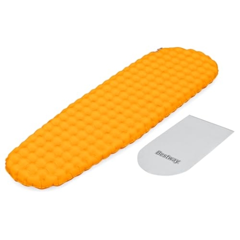 Bestway aufblasbare Single-Isomatte Ridgelite, 183 x 51 x 7,5 cm, 531 g, 150 kg Belastbarkeit, ThermaZone-Isolierung, R-Wert 4,9, TPU-Material, inkl. Kompressionssack, für Mumienschlafsäcke