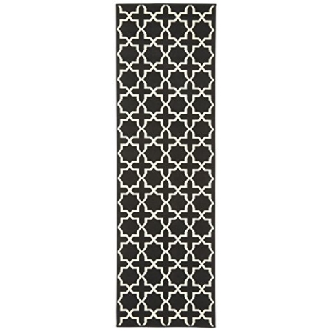 Hanse Home Teppich Läufer Glam 80x300cm – Teppichläufer Weicher Kurzflor Teppich Geometrisches Design Läufer für Flur, Schlafzimmer, Kinderzimmer, Badezimmer, Wohnzimmer, Küche Dekoläufer – Schwarz