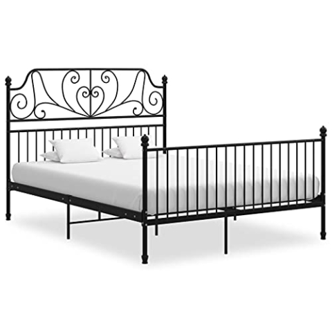 vidaXL Bettgestell Metallbett Schlafzimmer Bett Doppelbett Schlafzimmermöbel Bettrahmen Lattenrost Pulverbeschichtetes Metall Schwarz 140x200cm