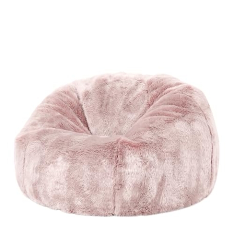 Icon Kingston Sitzsack Kinder, Rosa, Flauschiger Kunstpelzstoff, Sitzsack Flauschig mit Füllung, Bequemer Kinder Sessel, Kuschelsessel, Lese Sessel, Schlafzimmer, Kinderzimmer, Spielzimmer
