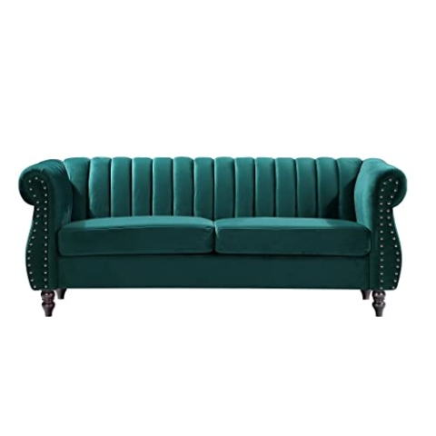 Vente-unique-Chesterfield-Sofa - 3-Sitzer - Samt - Smaragdgrün - Trumbo
