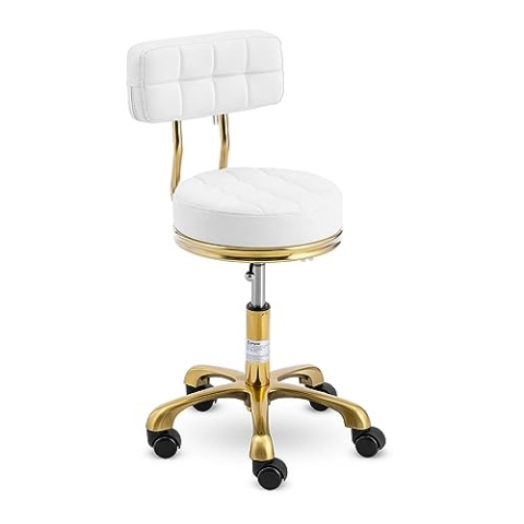 Physa Physa GELA White Rollhocker mit Rückenlehne 150 kg weiß 47-61 cm höhenverstellbar Drehhocker mit Rollen