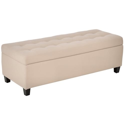 HOMCOM Sitzbank, Polsterbank mit Stauraum, Bettbank mit Deckel, Leinenoptik, Truhenbank, Aufbewahrungsbank für Wohnzimmer, Schlafzimmer, Beige, 125 x 49 x 41,5 cm