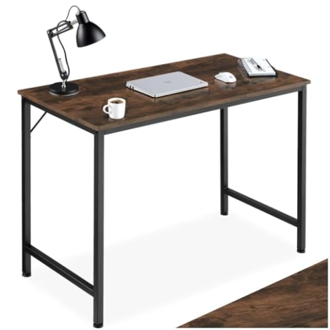 tectake® Schreibtisch, Computertisch, Bürotisch, PC Tisch, Möbel für Arbeitszimmer, Home Office, Büro, Kleiner Schreibtisch, Tischgestell mit Tischplatte - Industrial Holz dunkel, rustikal, 100 cm
