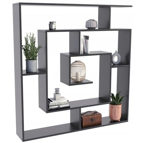 MATKAM Bücheregal Leon, B/H/T 125x129x21cm, elegant und funktional, Zeitloses Design, passend für jeden Raum (Schwarz)