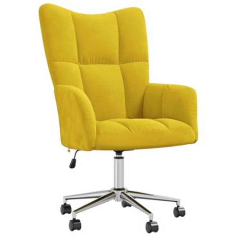 vidaXL Relaxsessel mit Rollen Drehbar Höhenverstellbar Fernsehsessel Polstersessel Polsterstuhl Relaxstuhl Sessel Ohrensessel Wohnzimmer Senfgelb Samt