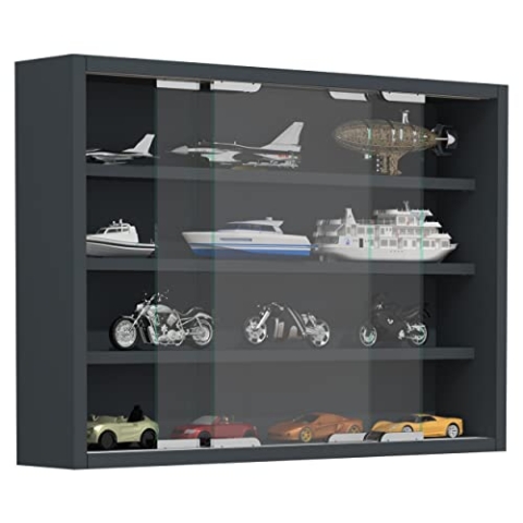 VCM Glasvitrine hängend | Vitrine Glas mit ESG-Sicherheitsglas | Maße: H. 40 x B. 57 x T. 10 cm | Hängevitrine Glas | Modern und platzsparend | Glas Vitrinenschrank - Agisa M