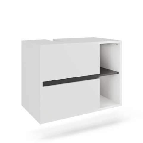 Vicco Waschbeckenunterschrank Viola, Weiß/Grau, 80 x 60 cm mit 2 Schubladen
