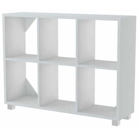 MATKAM Offenes Standregal Modus 3x2, B113 x H81 x T31 cm, modulares Design, erweiterbar mit Schubladen/Fronten, ideal für Wohnzimmer und Büro (Weiß)