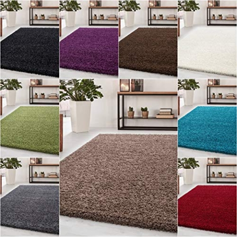 Ayyildiz Teppich-Hochflor Shaggy Teppich Langflor 5 Einfarbig Wohnzimmer, Polypropylen, Taupe, 120 X 120