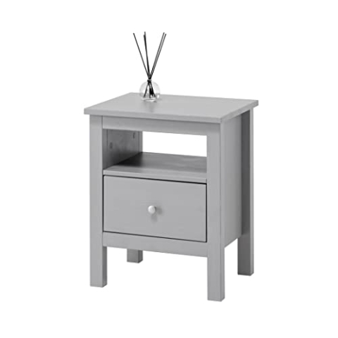 hagge home Skandinavisch Holz Beistelltisch Nachttisch Holztisch Wohnzimmertisch Schlafzimmertisch 45x37 cm Höhe 55 cm Grau